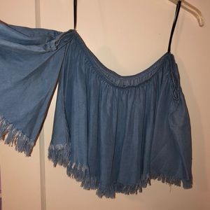 off the shoulder jean blouse